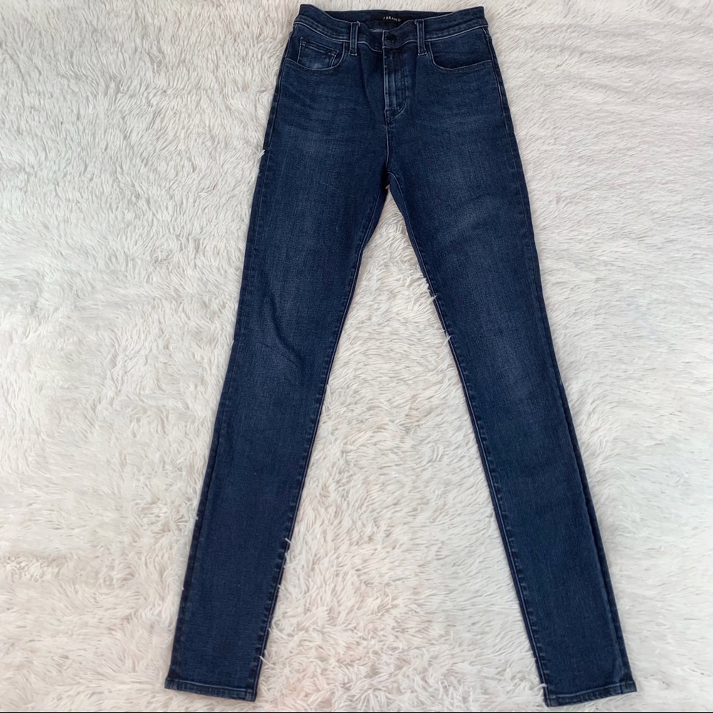 J Brand high rise skinny jeans in dark wash blue solid women size 26